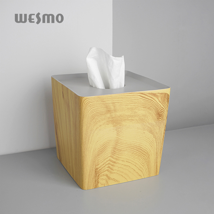 Wholesale Bathroom Accessories Polyresin Wood Veneer Bathroom Tissue Holder Box